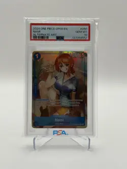 Bandai 2024 One Piece Nami OP09-050 Alt Art Foil Rare PSA 10 - Image 1
