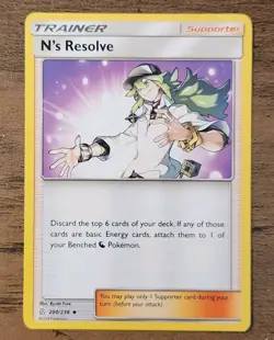 N's Resolve 200/236 NM 2019 Pokemon SM Cosmic Eclipse Trainer Card Ryuta Fuse - Image 1