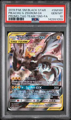 2019 Pokemon Sm Black Star Promo #SM168 Pikachu & Zekrom Gx Tag Team PSA 10 - Image 1