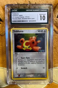 Pokemon CGC Graded 10 Gem Mint Teddiursa Unseen Forces 77/115 - Image 1