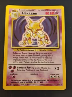 Pokemon Alakazam 1/102 Holo Base Set - Image 1