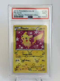 PSA 9 Pikachu 7/25 Pokemon Black & White Legendary Treasures Radiant Coll. - Image 1