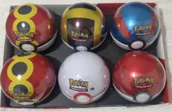 6 x Pokemon TCG Pokeball Tins Pokeball Ball - E25 18 Booster Packs New & Sealed - Image 1