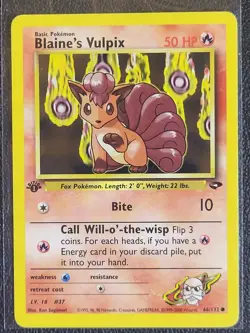 Pokemon TCG Blaine's Vulpix #66 Gym Challenge 1st Edition Fire Common EX - Image 1