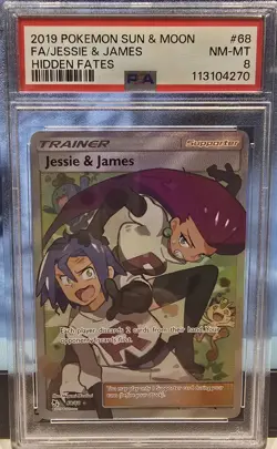 Pokemon 2019 - Jessie & James - Sun & Moon - Hidden Fates - PSA 8 CARD FREE P+P - Image 1