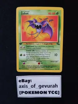 1st Edition Zubat - Fossil Set #57/62 Pokemon Cards 1999 WOTC - Image 1