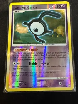 Unown E Lv 18, 65/123 Holo Rare DP Mysterious Treasures Pokemon Card TCG MP - Image 1