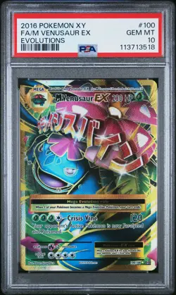 2016 POKEMON XY EVOLUTIONS #100 FULL ART/M VENUSAUR EX PSA 10 - Image 1