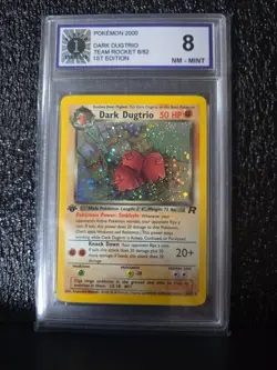 Vintage 2000 Pokemon Dark Dugtrio 1st Edition Holo – Team Rocket – Graded 8 NM/M - Image 1