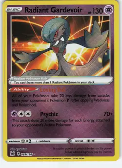 Radiant Gardevoir 069/196 Radiant Rare Holo SWSH11: Lost Origin NM Pokemon - Image 1