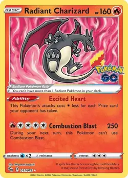 Radiant Charizard 11/78 Holo Rare Pokemon GO NM - Image 1