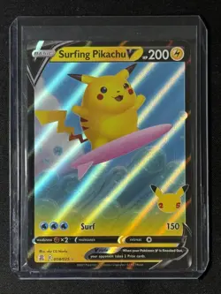SURFING PIKACHU V 008/025 Celebrations Ultra Rare Pokemon Card!!!🔥🔥🔥 - Image 1