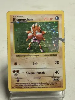 Vintage Pokemon 3 Card Lot Hitmonchan Moltres Magneton DAMAGED - Image 2