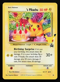 Birthday Pikachu 24 Holo Celebrations Classic Collection Pokemon Card - Image 1