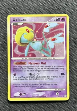2007 Pokemon Diamond & Pearl Mysterious Treasures Uxie Holo #18/123 MP/LP - Image 1