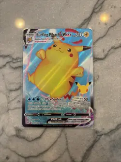 Pokemon Surfing Pikachu VMAX Ultra Rare Celebrations 009/025 NM - Image 1