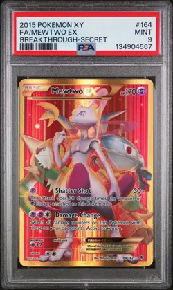 2015 POKEMON XY BREAKTHROUGH SECRET #164 FULL ART/MEWTWO EX PSA 9 - Image 1