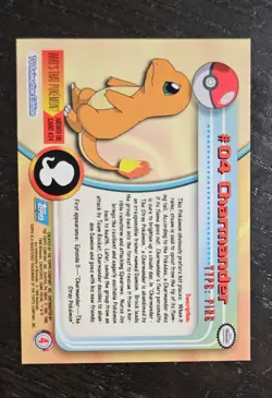 Charmander - POKEMON TOPPS AUTHENTIC CARD #04 NM First Print Blue logo NON HOLO - Image 2