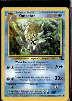 Pokemon Omastar 40/62 Fossil Non Holo Common 2 Card Lot LP - Image 1