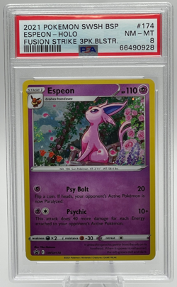 2021 POKEMON SWSH BLACK STAR PROMO #174 ESPEON-HOLO PSA 8 NM-MT - Image 1