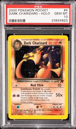 2000 Pokemon Rocket Unlimited Dark Charizard #4 - PSA 10 WOTC UNBELIEVABLE SWIRL - Image 1