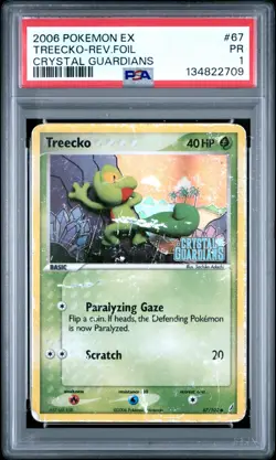 PSA 1 2006 Pokemon Crystal Guardians Treecko Reverse Holo Foil 67/100 STAMPED - Image 1