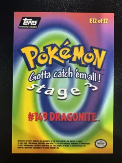 1999 Topps Pokemon Animation Series 1 E12 of 12 #149 Dragonite Black Logo - Image 2