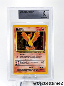1999 POKEMON Fossil unlimited Moltres Holo R 12/62 BGS 8 NM-MT - Image 1