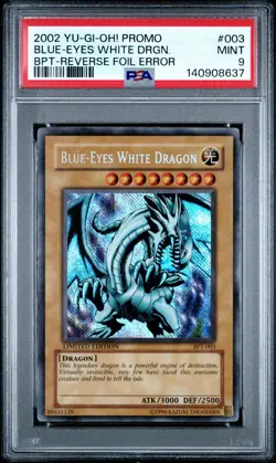 2002 Yu-Gi-Oh! Blue Eyes White Dragon BPT Limited Edition Secret PSA 9 REVERSE - Image 1