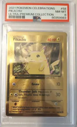 2021 Pokemon Celebrations Pikachu Gold Card #58 PSA 8 NM-MT - Image 1