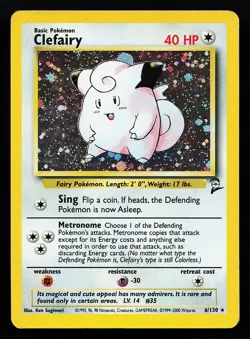Clefairy 6/130 Holo Rare Base Set 2 Pokemon Card - Image 1