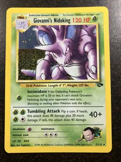 Pokemon Card Giovanni's Nidoking 7/132 Holo Rare Gym Challenge Set - Image 1