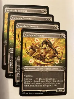 4x MTG Sunblade Samurai Kamigawa: Neon Dynasty 315 Regular Showcase Common NM - Image 1