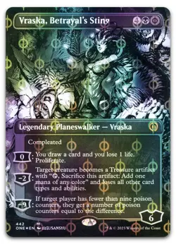 Vraska, Betrayal's Sting (Borderless) (Step-and-Compleat Foil) NM Phyrexia All W - Image 1