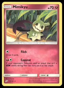 Pokemon Cards Mimikyu 112/181 Team Up Sun & Moon Rare NM - Image 1
