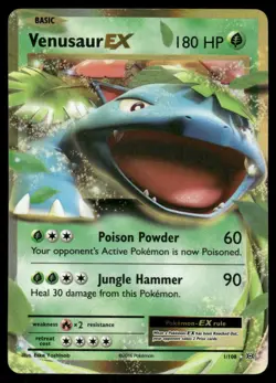 Pokemon Cards Venusaur EX 1/108 Evolutions Holo Rare EX NM - Image 1
