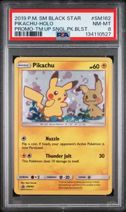 2019 POKEMON SM BLACK STAR PROMO TEAM UP SINGLE PACK BLISTERS PIKACHU-HOLO PSA 8 - Image 1
