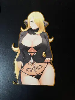Pokemon Cynthia Anime Waifu Gold Metal Card QOS Queen of Spades Hotwife - Image 1