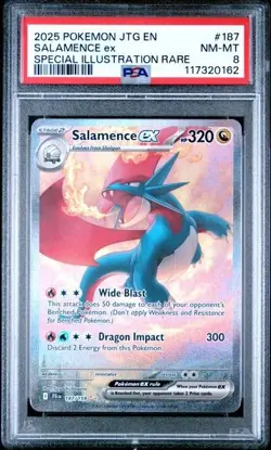 PSA 8 Salamence Ex Special Illustration #187 2025 Pokemon Journey Together 9912 - Image 1