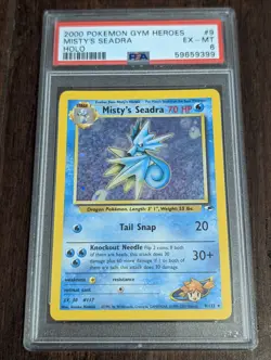2000 Pokemon Gym Heroes Misty's Seadra Holo #9 - PSA 6 EX-MT - Image 1
