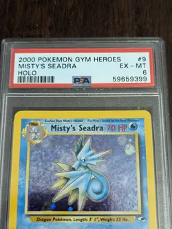 2000 Pokemon Gym Heroes Misty's Seadra Holo #9 - PSA 6 EX-MT - Image 2