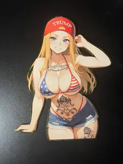 MAGA Anime Girl #3 Waifu Gold Metal Card QOS Queen of Spades Hotwife - Image 1