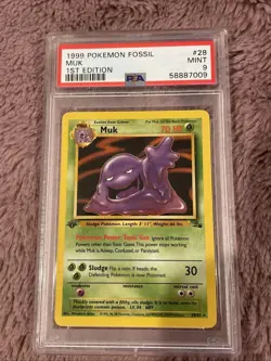 Pokemon TCG Muk Fossil 1st Edition Non Holo PSA 9 MINT RARE 1999 - Image 1