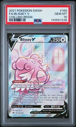 2021 POKEMON SWORD & SHIELD CHILLING REIGN #183 FULL ART/BLISSEY V PSA 10 - Image 1