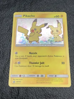 B6 Pokemon Team Up Pikachu Holo Black Star Promo SM162 - Image 1