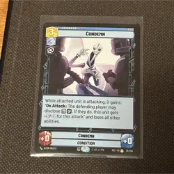 Star Wars Unlimited-Condemn Upgrade SEC-EN 38/264 Card Stock Standard - Image 1