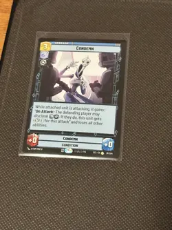 Star Wars Unlimited-Condemn Upgrade SEC-EN 38/264 Card Stock Standard - Image 2