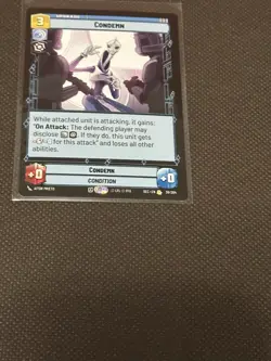 Star Wars Unlimited-Condemn Upgrade SEC-EN 38/264 Card Stock Standard - Image 3