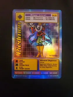 Digimon CCG Piedmon Bo-42 Holo 1st Edition Mega Card 1999 Bandai Vintage - Image 1
