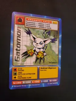 Gatomon Digimon TCG Card Shiny Gold Lettering 1st Edition 1999 BO-15 - Image 2